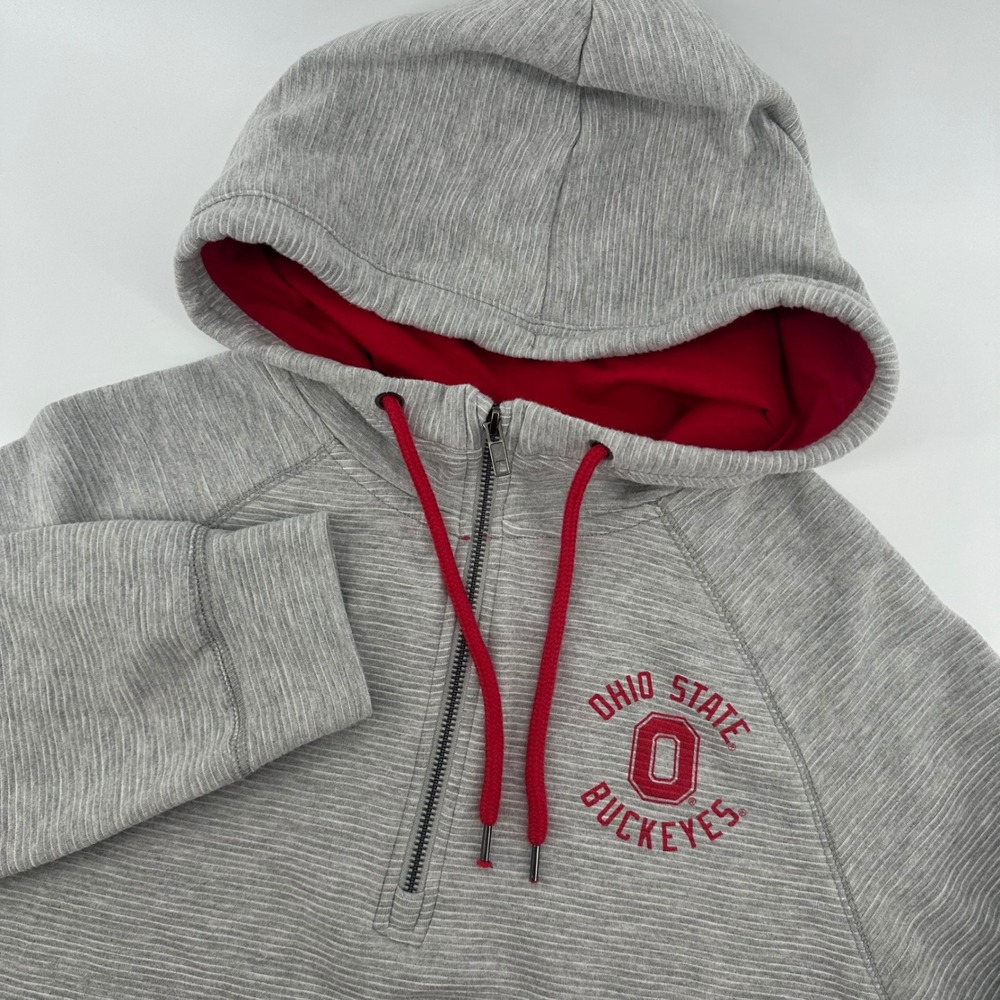 Ohio State Buckeyes Colosseum Mens Small Quarter Zip Hoodie Sweatshirt Gray Red